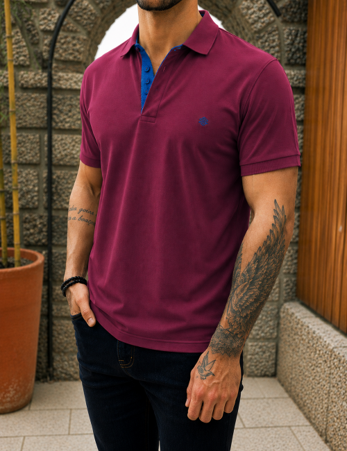 Origin ανδρική κερασί πικέ Polo μπλούζα Plus Size 262719