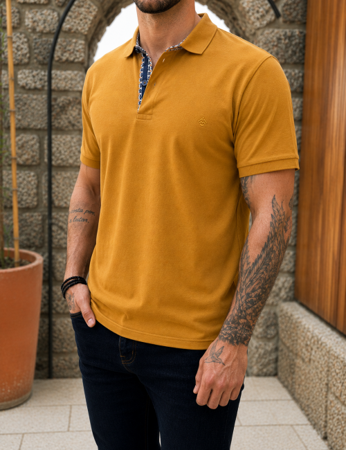 Origin ανδρική ώχρα πικέ Polo μπλούζα Plus Size 262723O