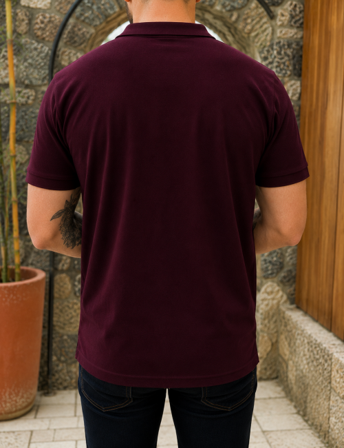 Everbest ανδρική μπορντό πικέ Polo μπλούζα Plus Size 262831