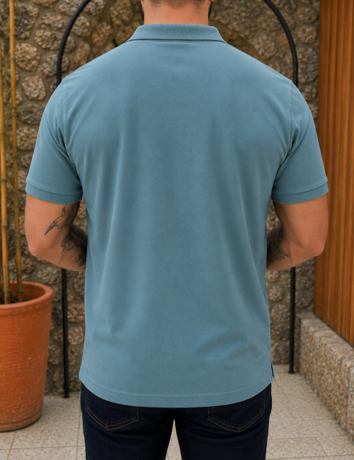 Origin ανδρική γαλάζια πικέ Polo μπλούζα Plus Size 252717G