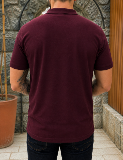 Everbest ανδρική μπορντό πικέ Polo μπλούζα Plus Size 262834B