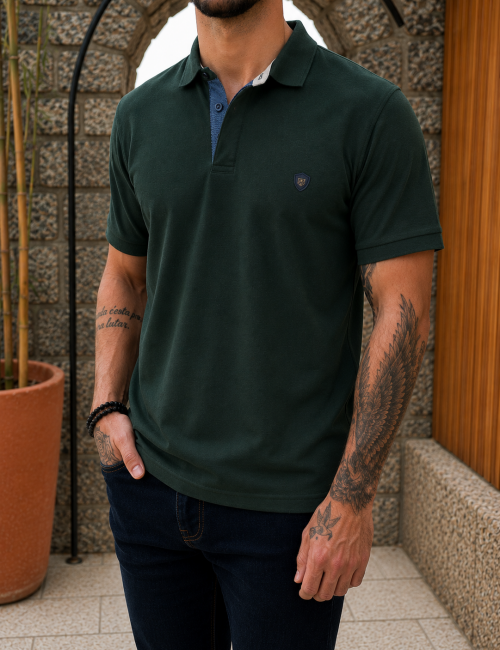 Everbest ανδρική κυπαρισσί πικέ Polo μπλούζα Plus Size 262832G