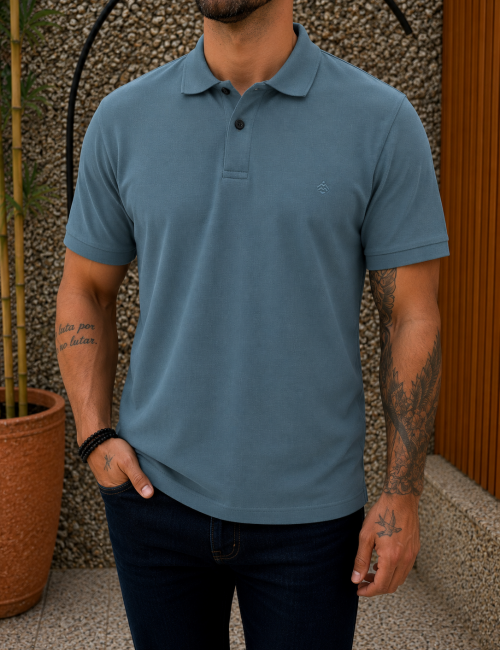 Origin ανδρική γαλάζια πικέ Polo μπλούζα Plus Size 252717G