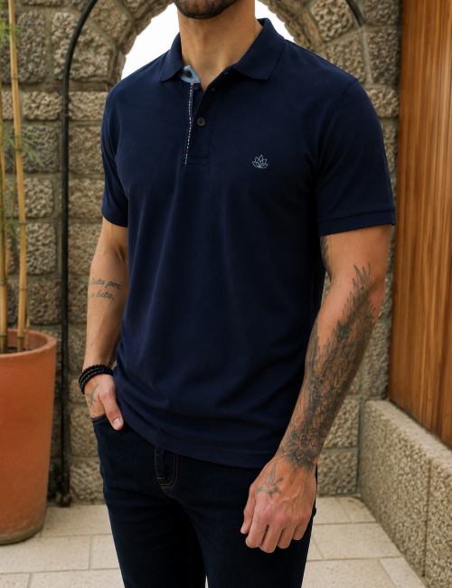 Everbest ανδρική μπλε navy πικέ Polo μπλούζα Plus Size 262834N