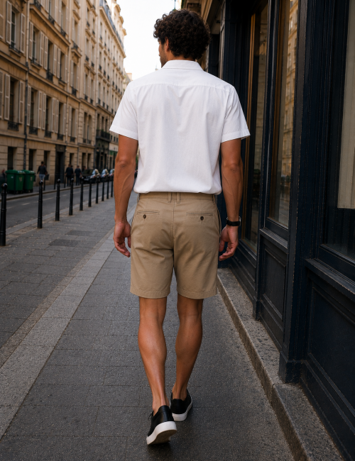 Ανδρική κάμελ υφασμάτινη Chinos βερμούδα 2422K