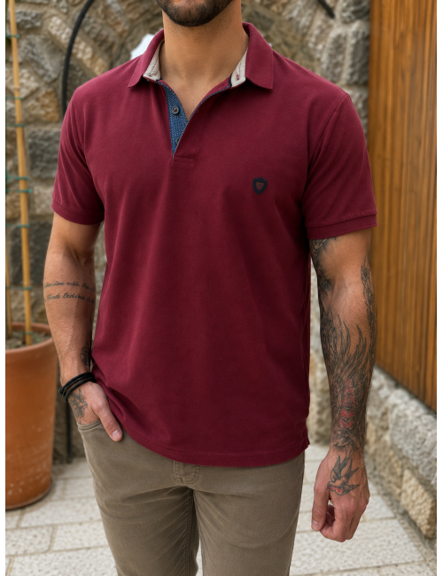 Everbest ανδρική κερασί πικέ Polo μπλούζα Plus Size 262834