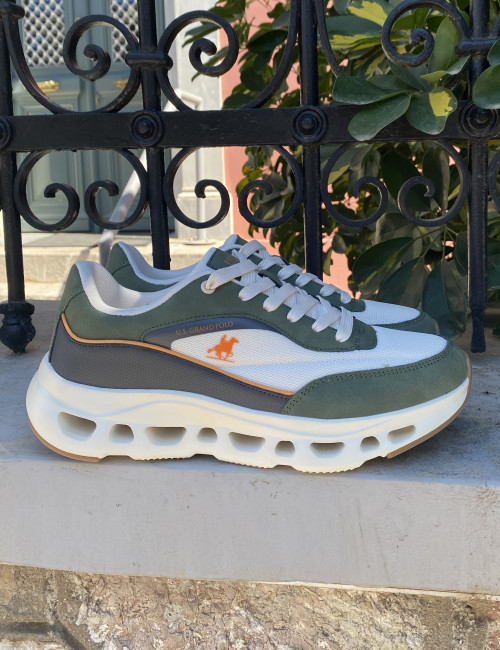 US GRAND POLO ανδρικά λαδί ανθρακί casual sneakers GPM4570561