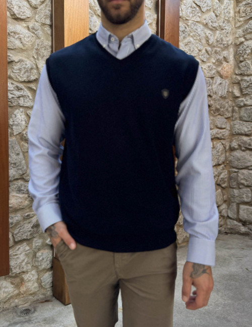 Everbest ανδρική μπλε navy καζάκα με V λαιμόκοψη 261037Ν