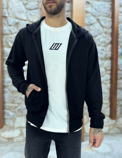 Origin ανδρική μαύρη ζακέτα με κουκούλα 261077M