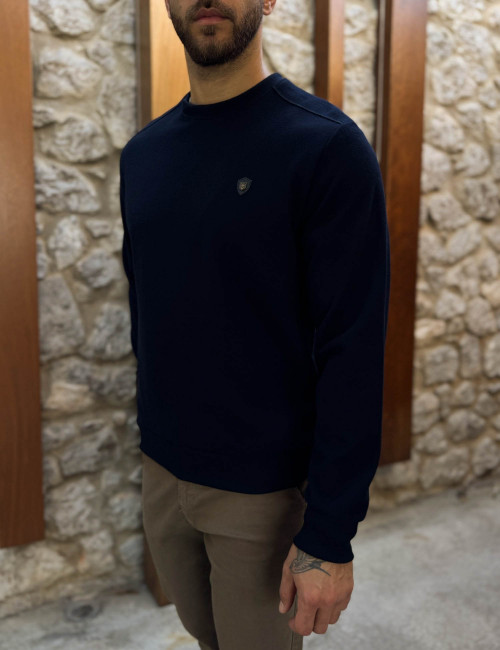 Everbest Ανδρική μπλε navy μακρυμάνικη ριπ μπλούζα Plus Size 261030N