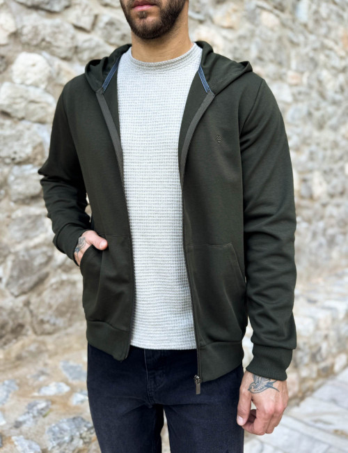 Origin ανδρική χακί ζακέτα με κουκούλα 261077X