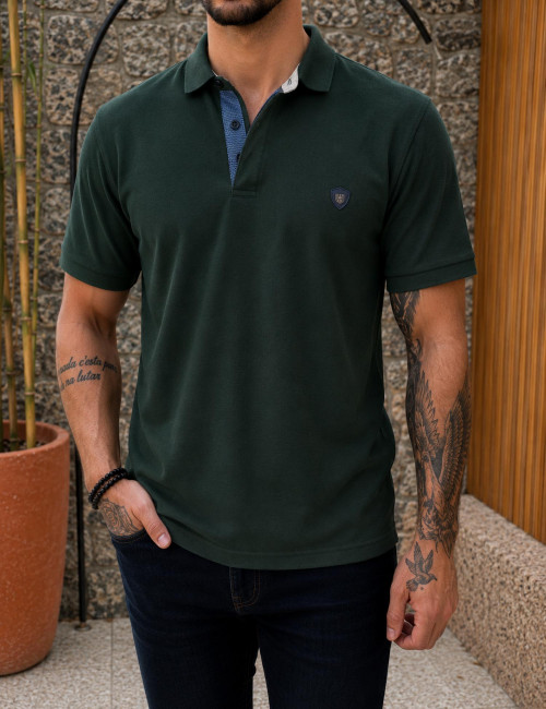 Everbest ανδρική κυπαρισσί πικέ Polo μπλούζα Plus Size 262832G