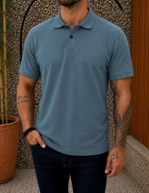 Origin ανδρική γαλάζια πικέ Polo μπλούζα Plus Size 252717G