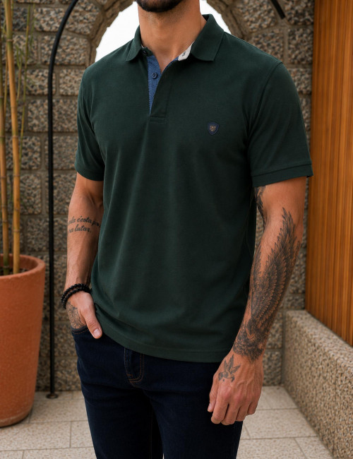 Everbest ανδρική κυπαρισσί πικέ Polo μπλούζα Plus Size 262832G