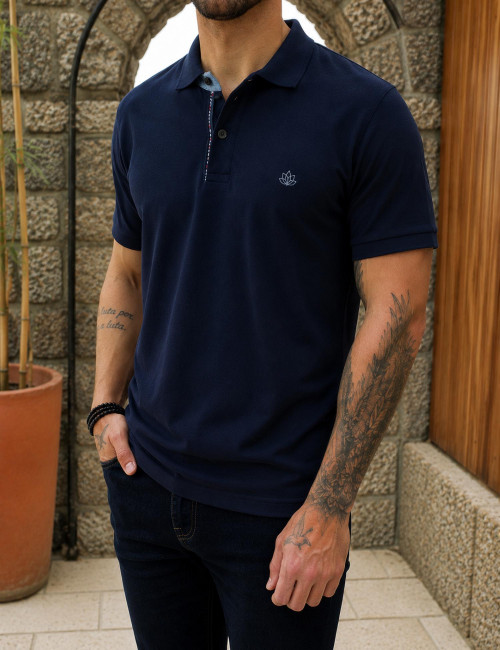 Everbest ανδρική μπλε navy πικέ Polo μπλούζα Plus Size 262834N