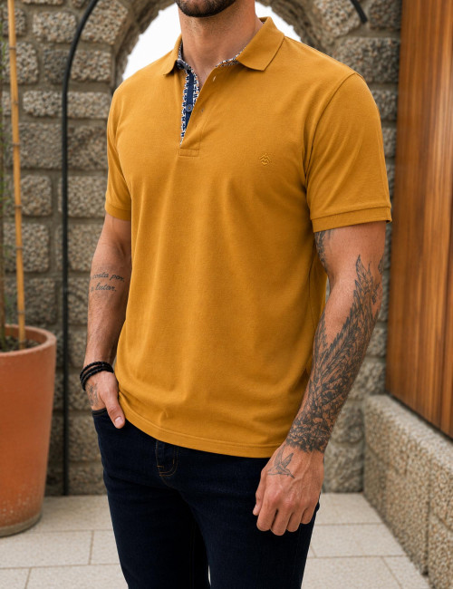 Origin ανδρική ώχρα πικέ Polo μπλούζα Plus Size 262723O