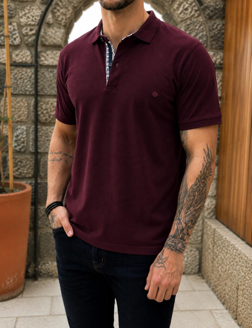 Origin ανδρική μπορντό πικέ Polo μπλούζα Plus Size 262723