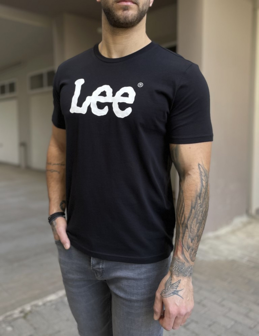 Lee Wobbly Logo Tee ανδρικό μπλουζάκι μαύρο L65QAI01