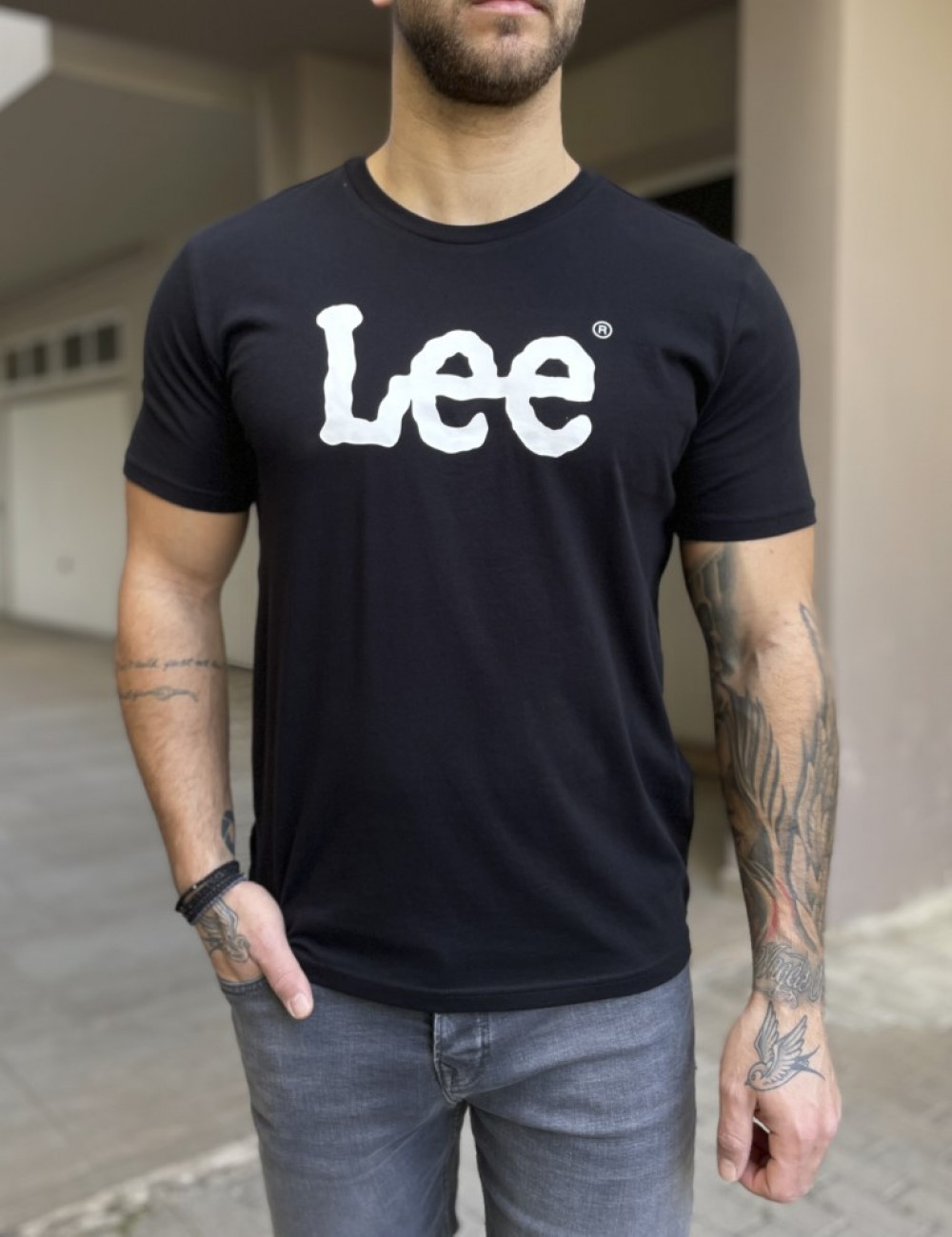 Lee Wobbly Logo Tee ανδρικό μπλουζάκι μαύρο L65QAI01