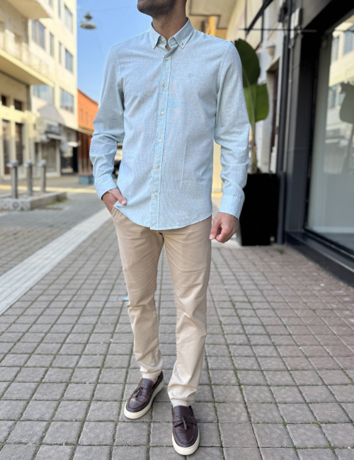 Ανδρικό μέντα  βαμβακερό πουκάμισο 2167M