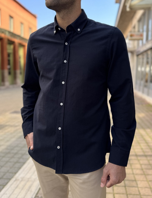 Ανδρικό μπλε σκούρο πουκάμισο με γιακά 1754B