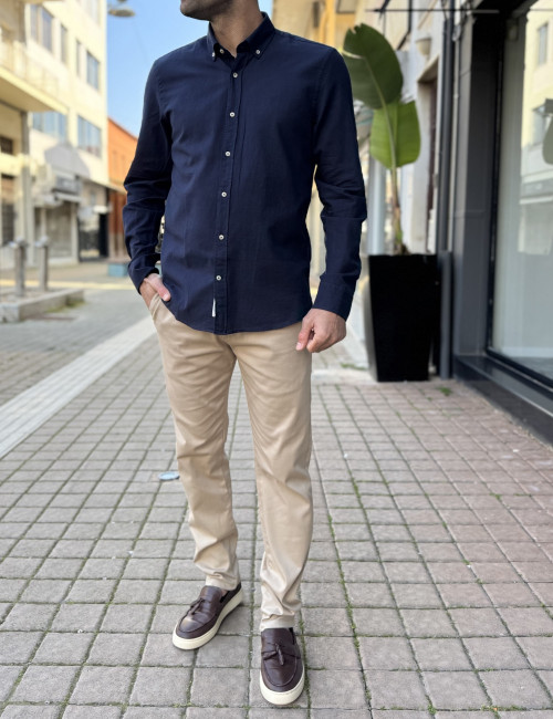 Ανδρικό μπλε navy  βαμβακερό πουκάμισο 2167N