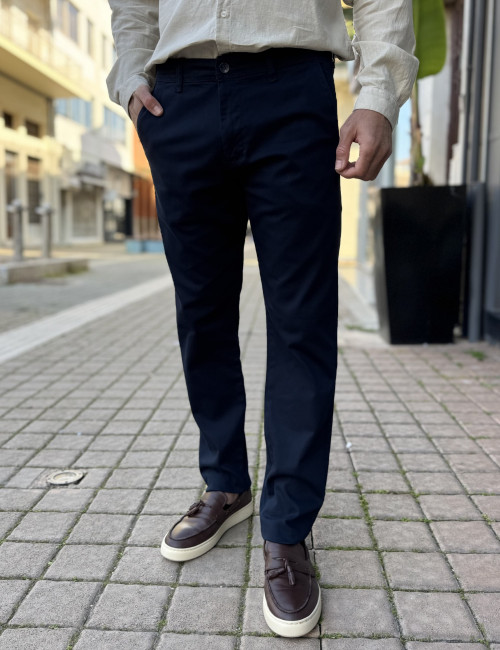 Ανδρικό μπλε παντελόνι υφασμάτινο Chinos Regular 2517N