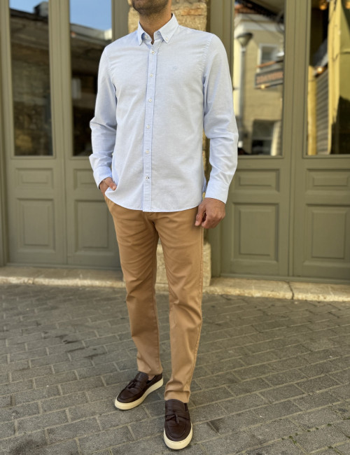 Ανδρικό κάμελ παντελόνι υφασμάτινο Chinos Regular 2517T