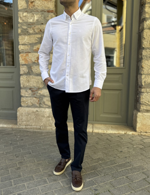 Ανδρικό λευκό πουκάμισο με γιακά 1754