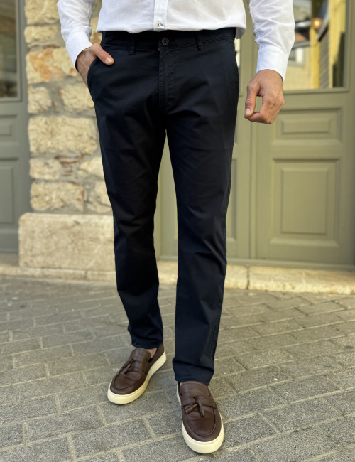 Ανδρικό μπλε παντελόνι υφασμάτινο Chinos Slim Fit 2420B