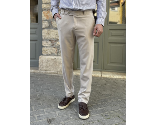 Ανδρικό μπεζ υφασμάτινο ίσιο παντελόνι  FCL5300B