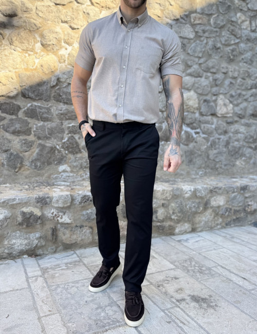 Ανδρικό μαύρο υφασμάτινο παντελόνι Chinos D1351