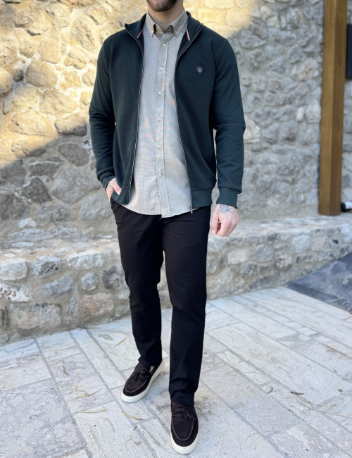 Everbest ανδρική κυπαρισσί ζακέτα με διπλό ύφασμα Plus Size 261044K