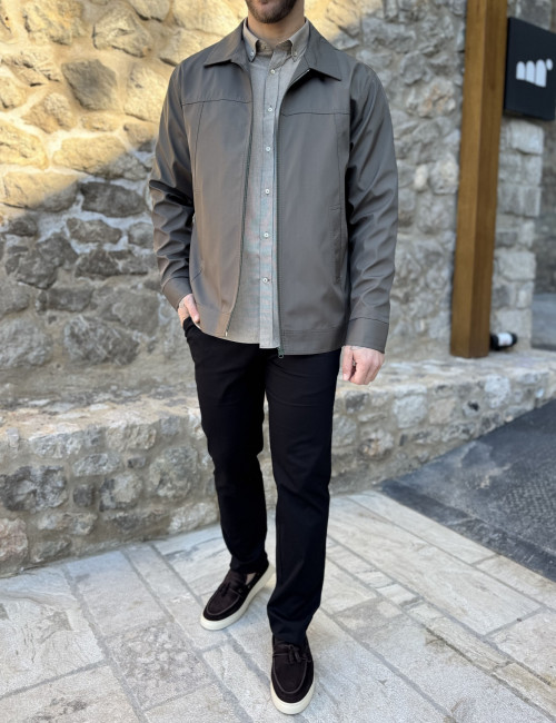 Ανδρικό λαδί ελαφρύ Jacket με γιακά D1920L