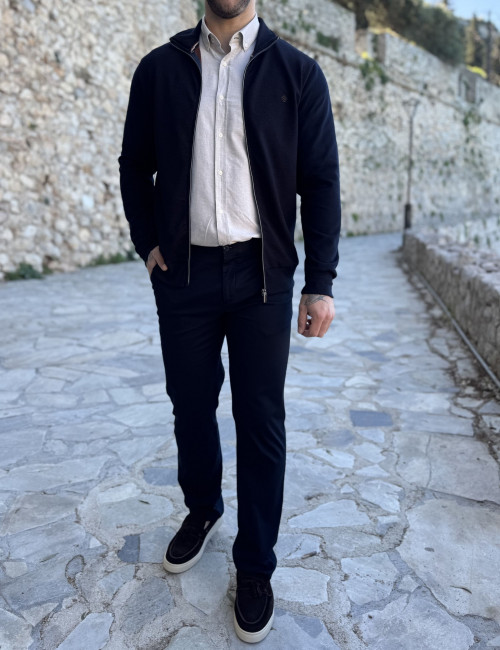 Everbest ανδρική μπλε navy ζακέτα με διπλό ύφασμα Plus Size 261044N