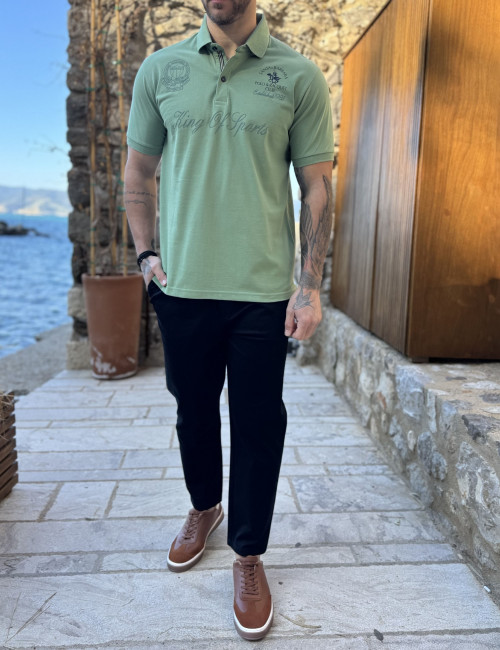 Everbest ανδρική φιστικί Polo μπλούζα με σχέδια Plus Size 252828F