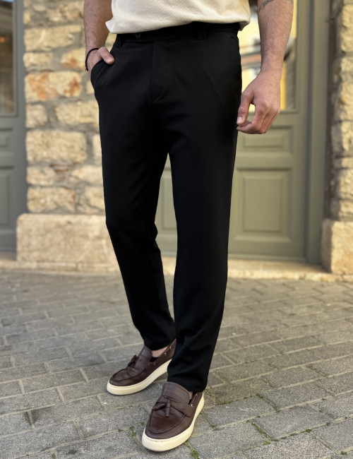 Ανδρικό μαύρο υφασμάτινο ίσιο παντελόνι FCL5300