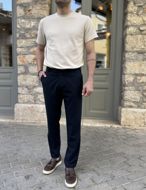 Ανδρικό μπλε υφασμάτινο ίσιο παντελόνι FCL5300N