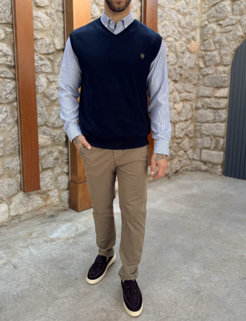 Everbest ανδρική μπλε navy καζάκα με V λαιμόκοψη 261037Ν