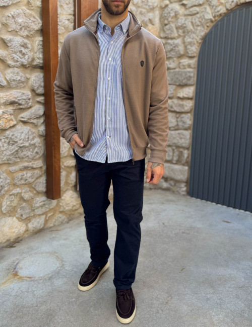 Everbest ανδρική Plus Size πούρο ζακέτα με ριπ ύφασμα 261038P