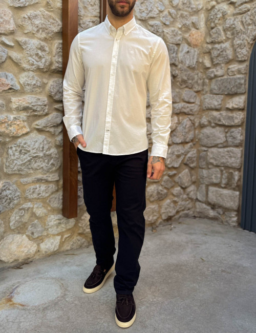 Ανδρικό εκρού πουκάμισο με γιακά 1445E