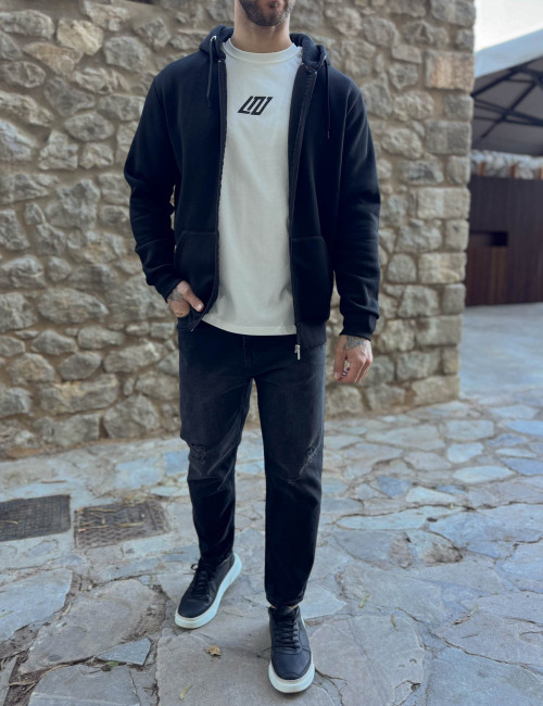 Origin ανδρική Plus Size μαύρη ζακέτα φούτερ 261057