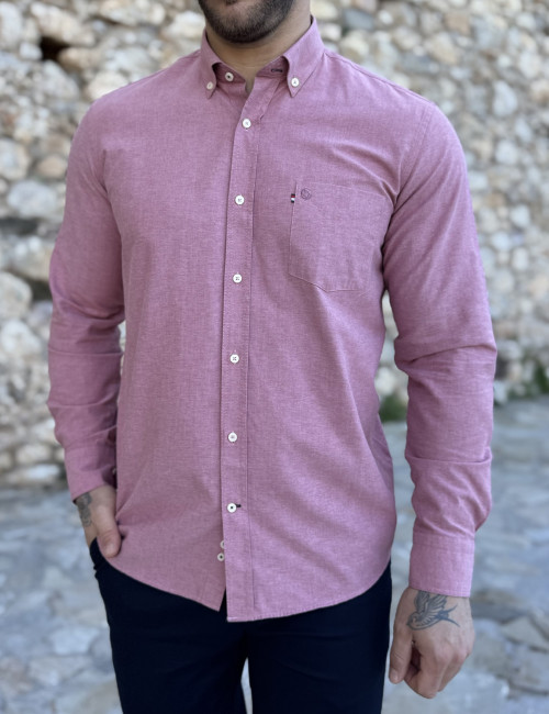 Ανδρικό ροζ βαμβακερό πουκάμισο Oxford 966
