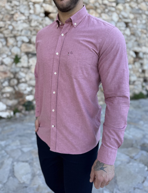 Ανδρικό ροζ βαμβακερό πουκάμισο Oxford 966