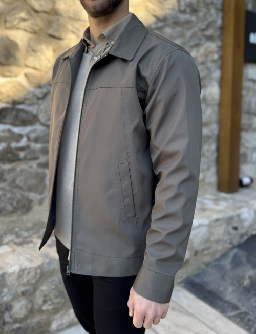 Ανδρικό λαδί ελαφρύ Jacket με γιακά D1920L