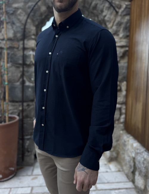 Ανδρικό μπλε navy βαμβακερό πουκάμισο Oxford 966Ν