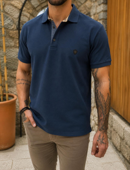 Everbest ανδρική μπλε Indigo πικέ Polo μπλούζα Plus Size 262832