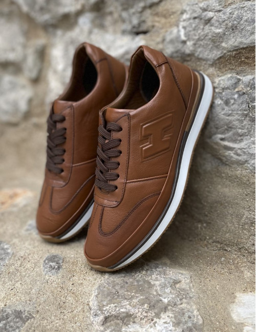 Ανδρικά ταμπά δερμάτινα casual Sneakers με ανάγλυφο σχέδιο HG175543T