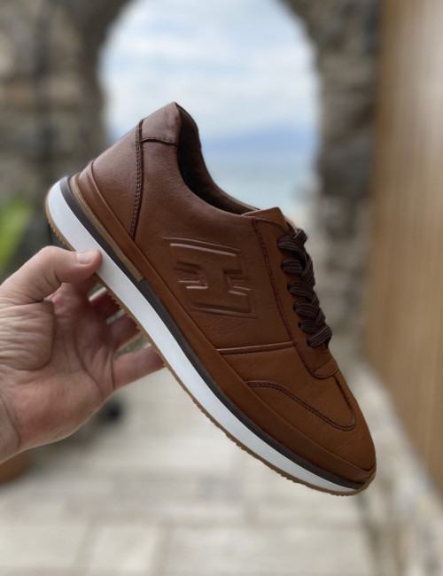 Ανδρικά ταμπά δερμάτινα casual Sneakers με ανάγλυφο σχέδιο HG175543T
