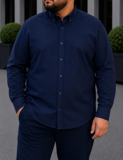 Ανδρικό μπλε κλασικό πουκάμισο Oxford Plus Size CA2524
